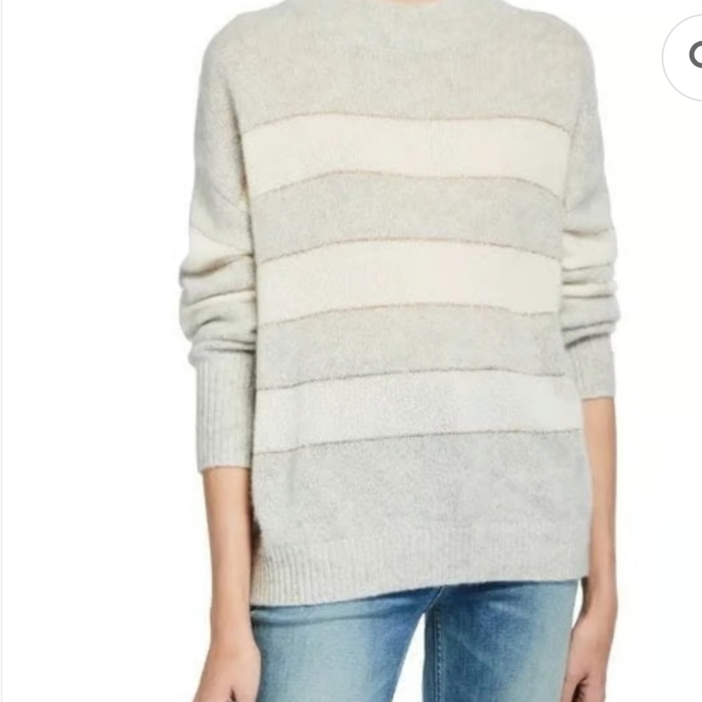 Rails Women's Ellis Cashmere Silk Blend  Sweater Mist Ivory Stripe Xs